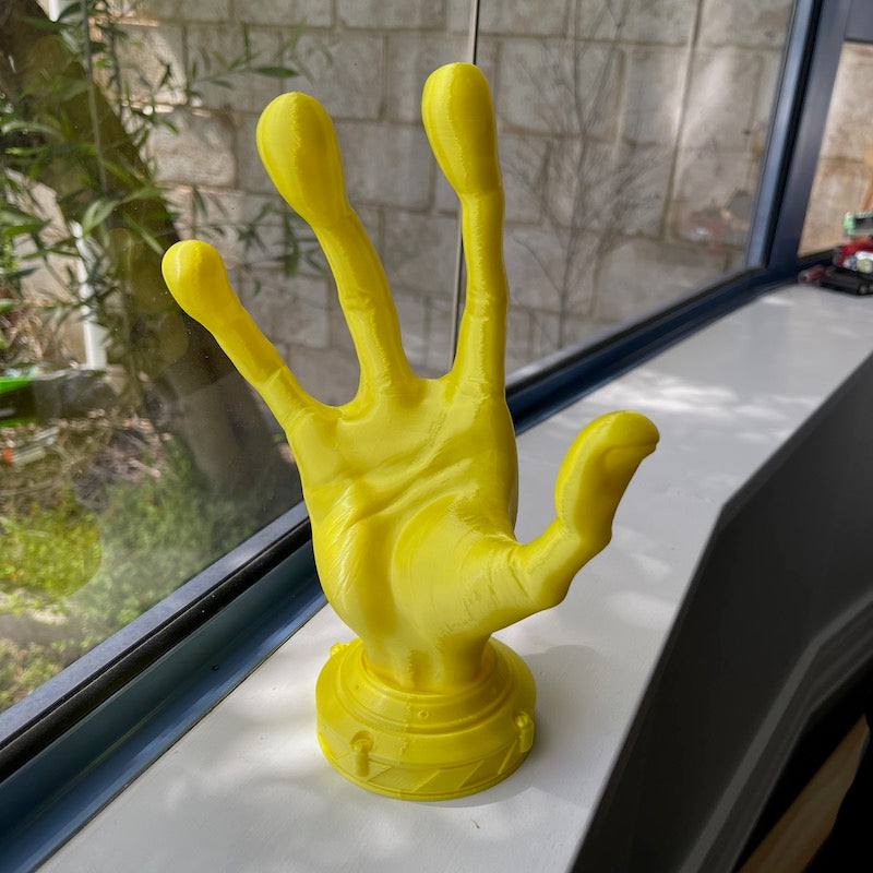 3D Printed 4 Finger Alien Hand Controller Holder Yellow
