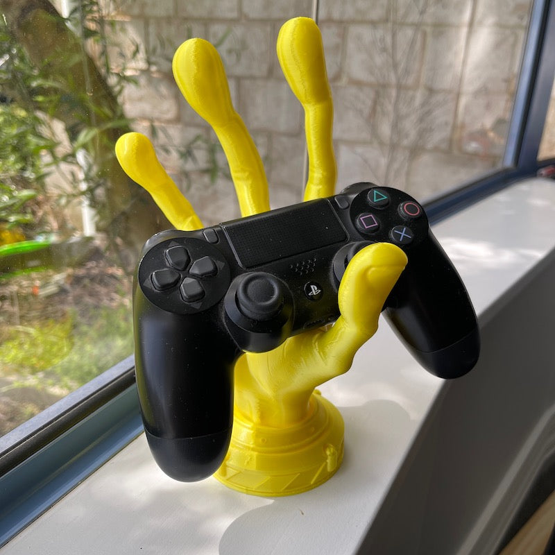 3D Printed 4 Finger Alien Hand Controller Holder Yellow