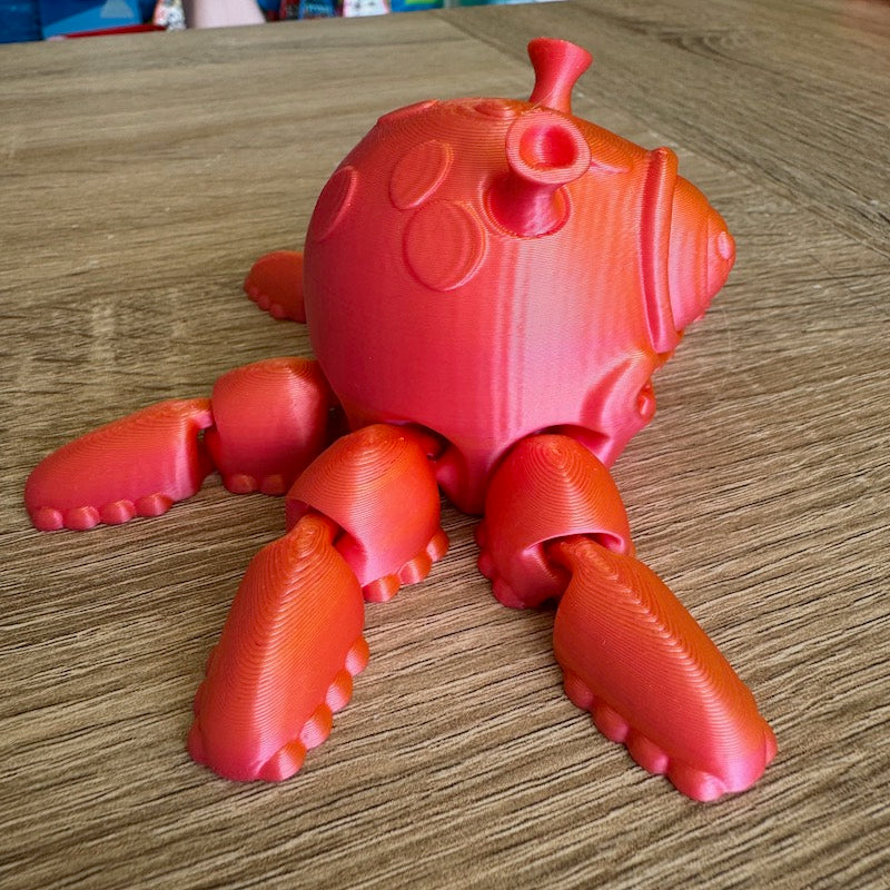 3D Printed Alien Squid Spinner Dual Colour Silk Pink/yellow
