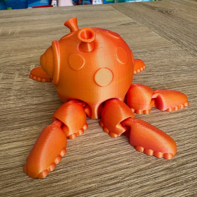 3D Printed Alien Squid Spinner Dual Colour Silk Pink/yellow