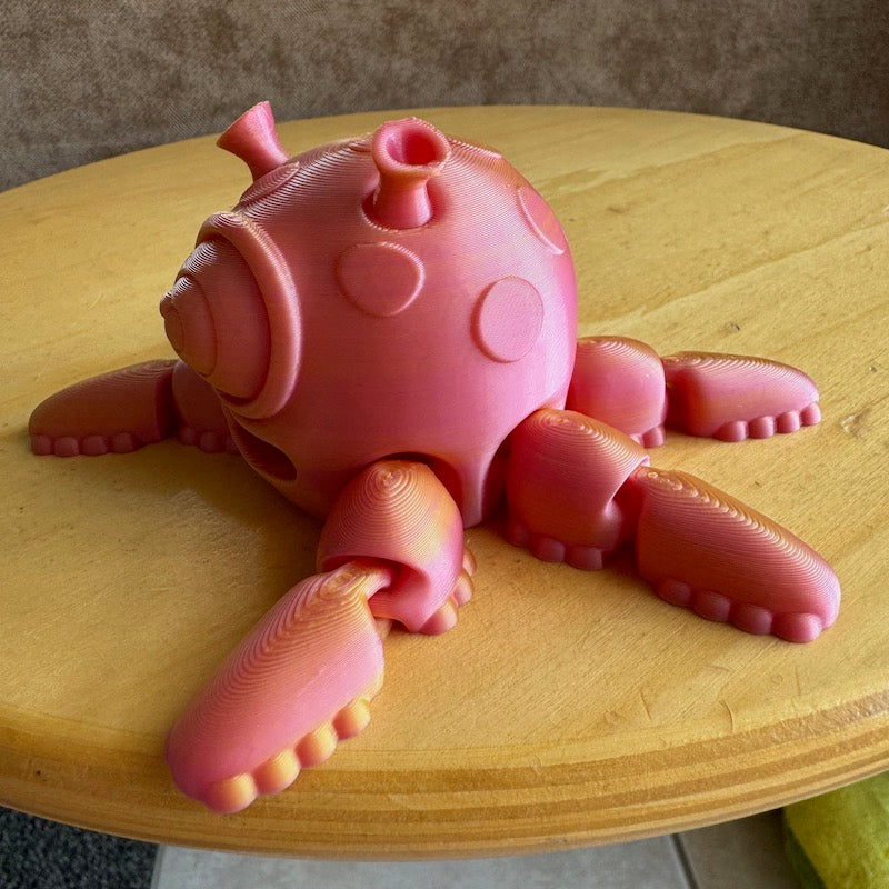3D Printed Alien Squid Spinner Finger Top Pink/Yellow