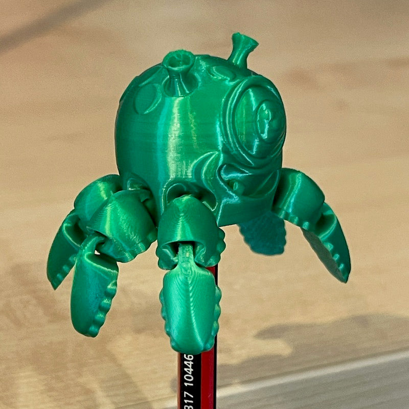 3D Printed Alien Squid Spinner Pencil Top Green