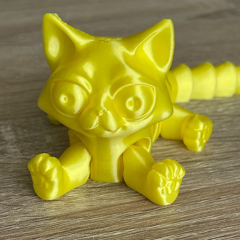 3D Printed Articulated Cat Yellow silk