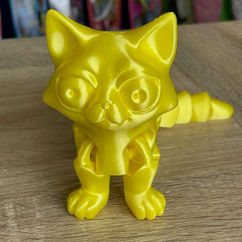 3D Printed Articulated Cat Yellow silk