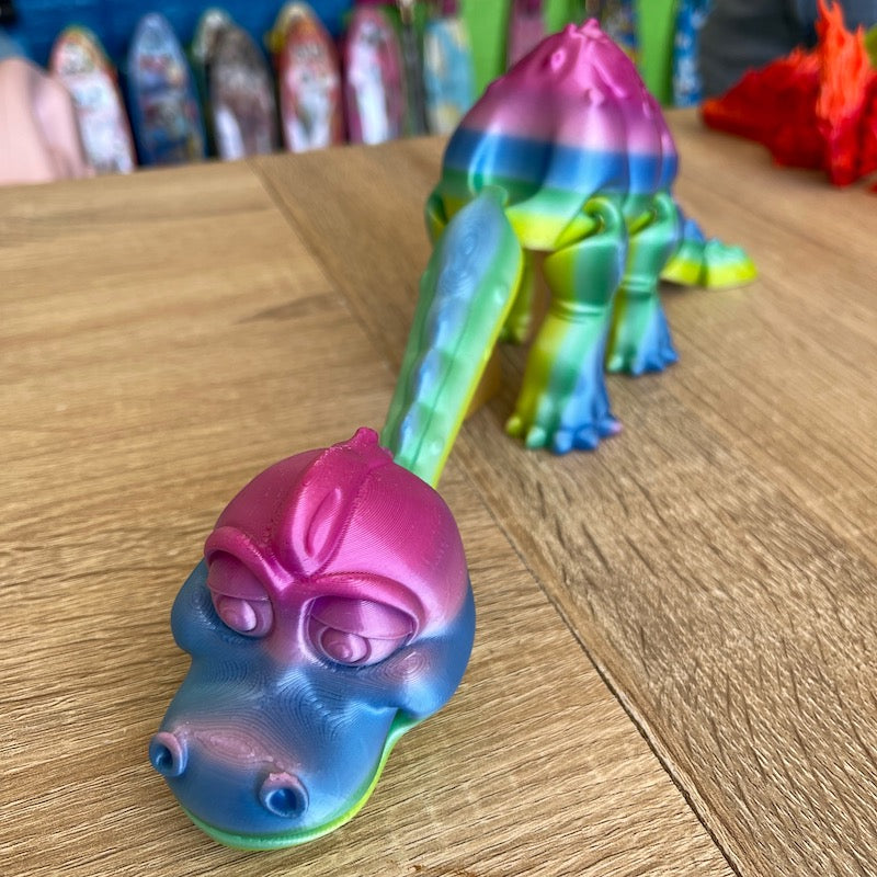 3D Printed Brachiosaurus SILK Rainbow Large Pink
