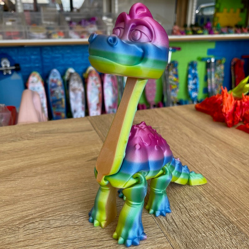 3D Printed Brachiosaurus SILK Rainbow Large Pink