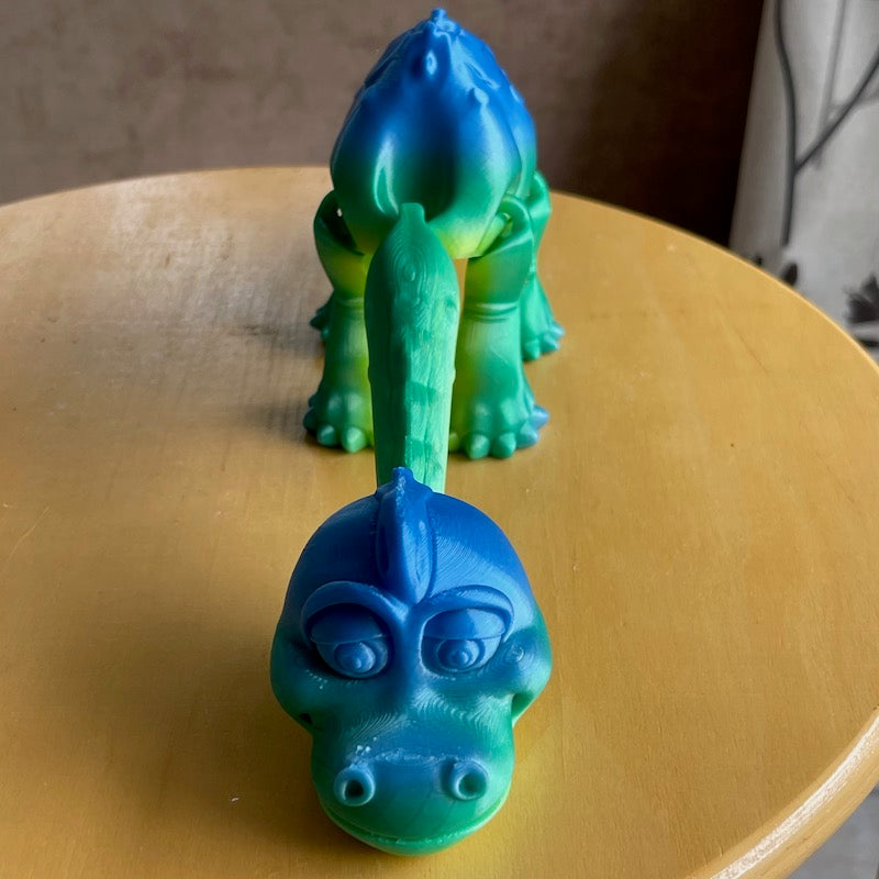 3D Printed Brachiosaurus multicolour silk blue