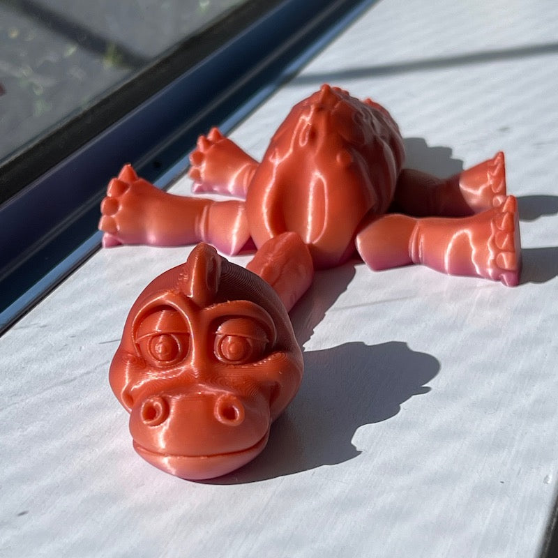 3D Printed Brachysaurus mini Pink/Orange