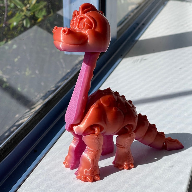 3D Printed Brachysaurus mini Pink/Orange