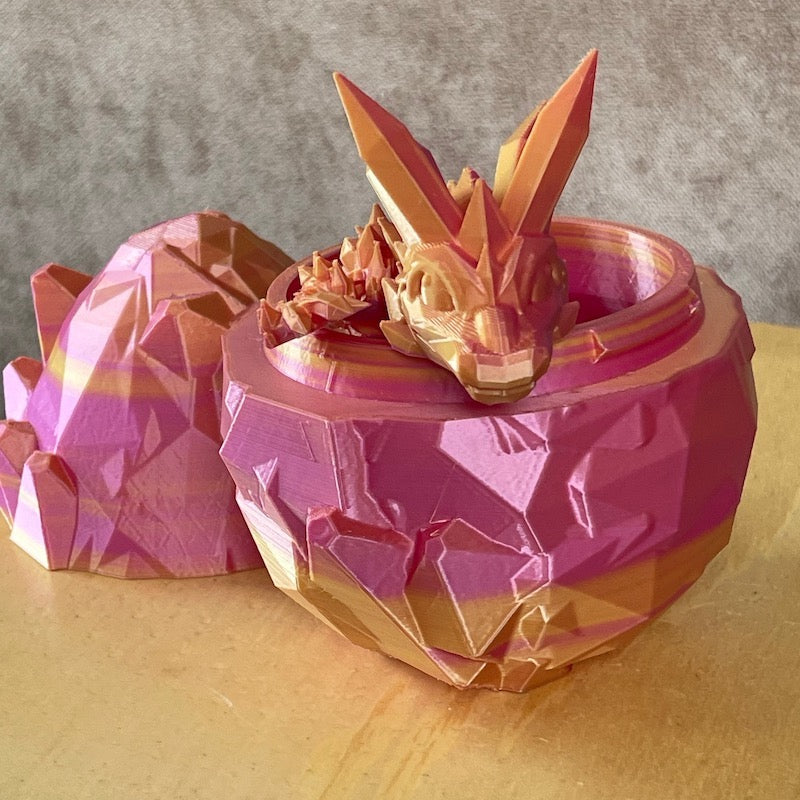3D Printed Crystal Dragons Egg and Tadling (tadpole dragon)