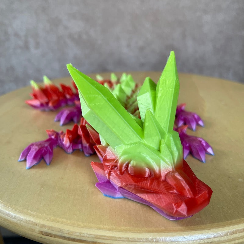 3D Printed Crystal Dragon Multicolour