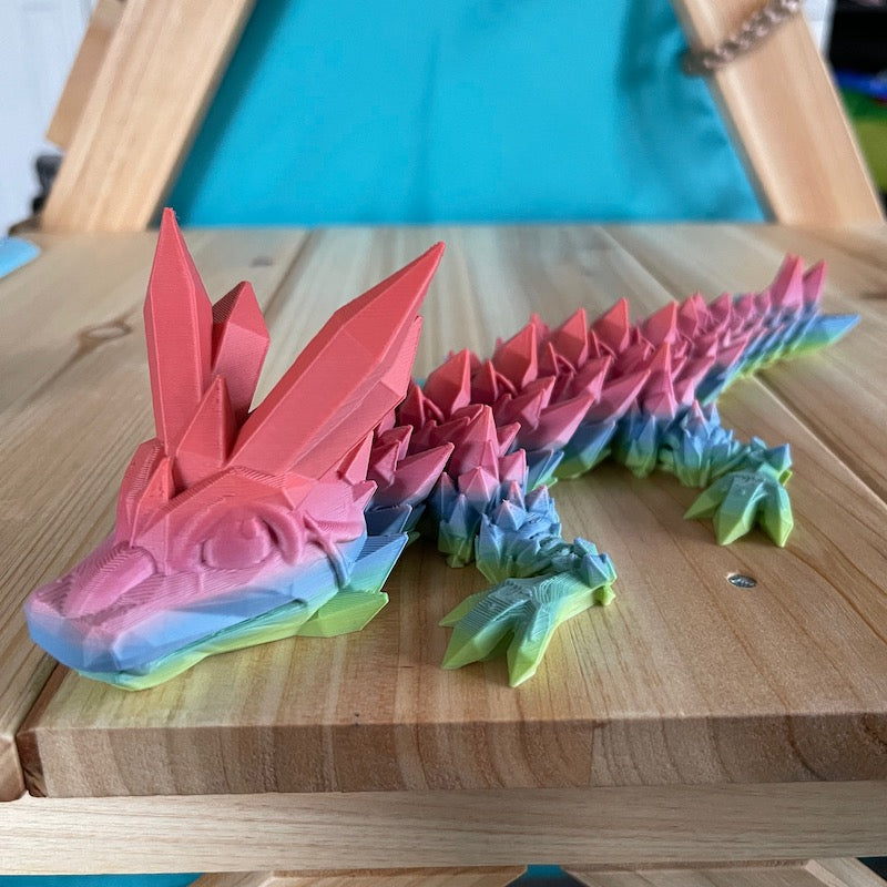 3D Printed Crystal Dragon Rainbow Matte