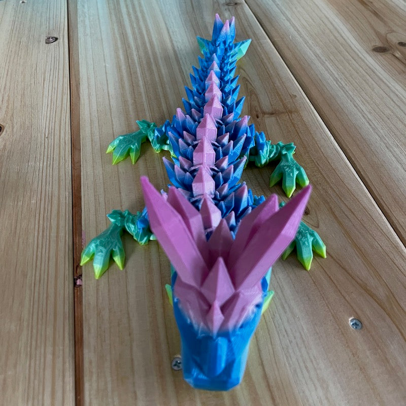 3D Printed Crystal Dragon Rainbow Silk