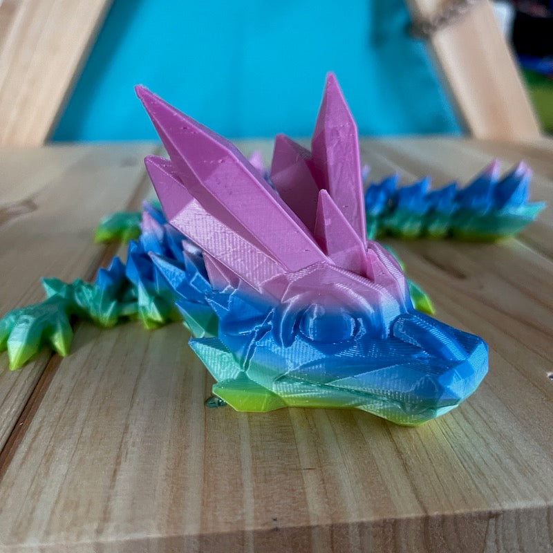 3D Printed Crystal Dragon Rainbow Silk