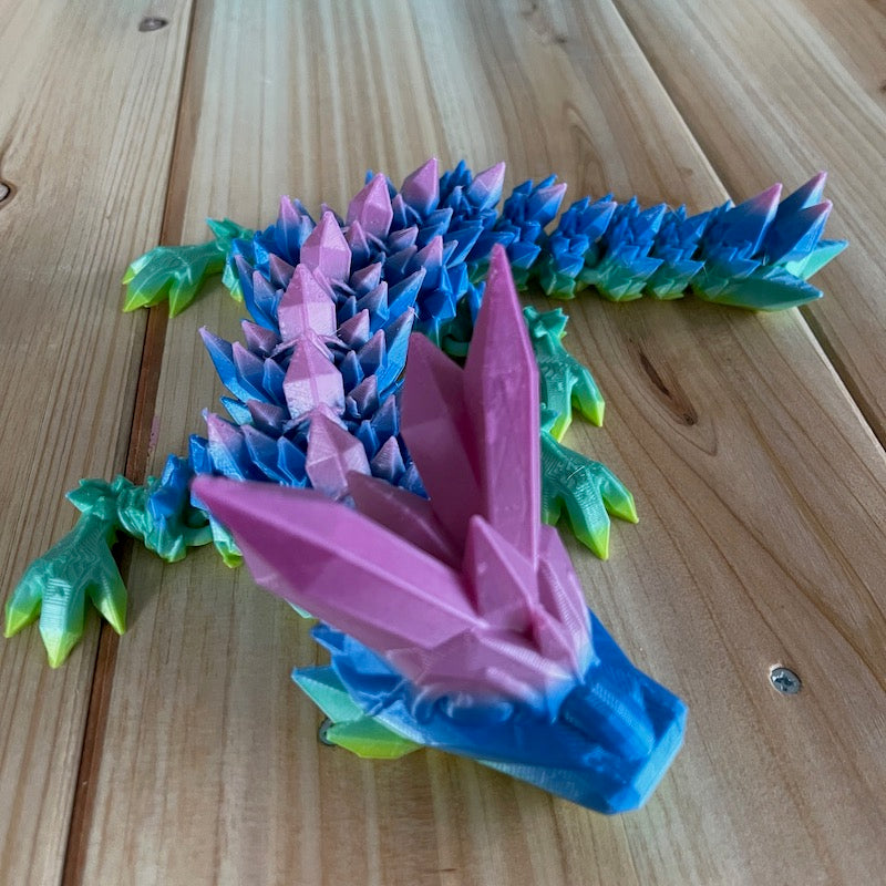 3D Printed Crystal Dragon Rainbow Silk