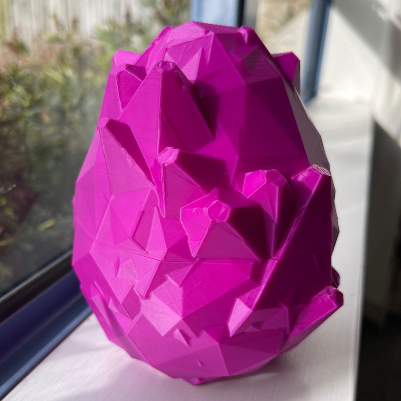 3D Printed Crystal Dragons Egg and Tadling (tadpole dragon) Purple