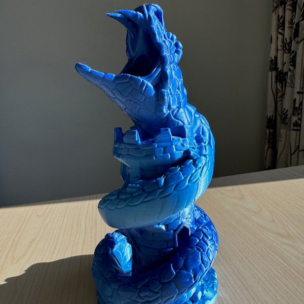 3D Printed Dice Tower Fire Ice Blue