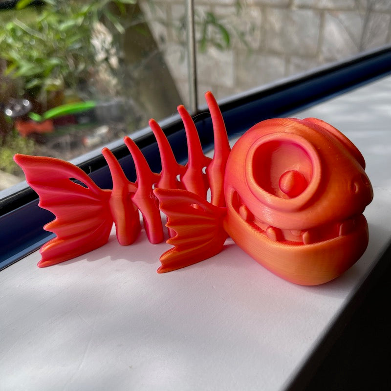 3D Printed Flexi Skeleton Fish Pink/Yellow Silk