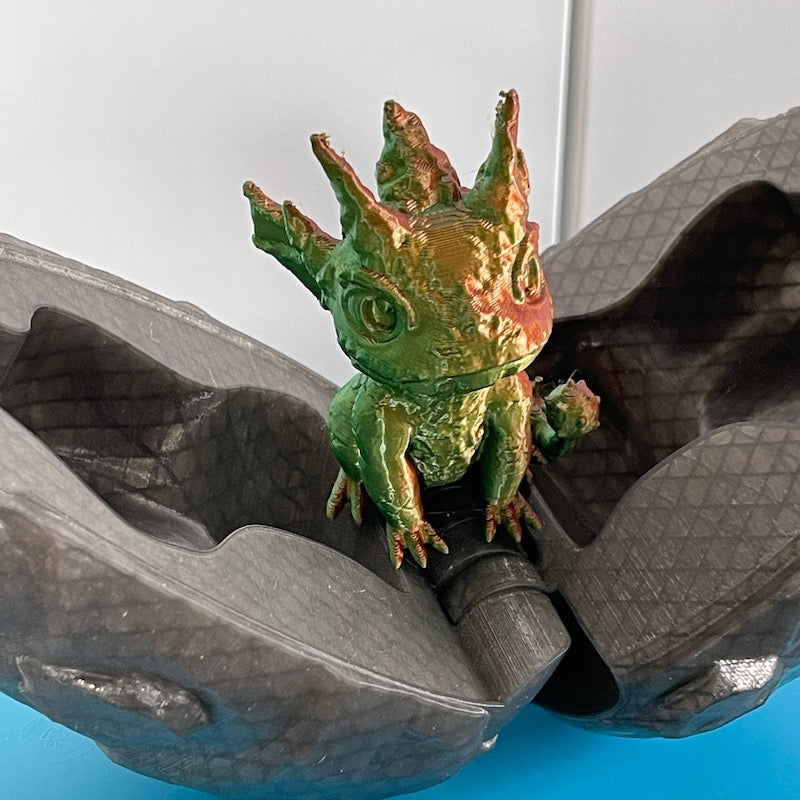 3D Printed Printed Glow in the Dark Dragons Egg with mini Dragon