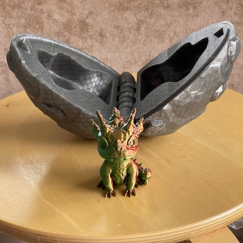 3D Printed Printed Glow in the Dark Dragons Egg with mini Dragon
