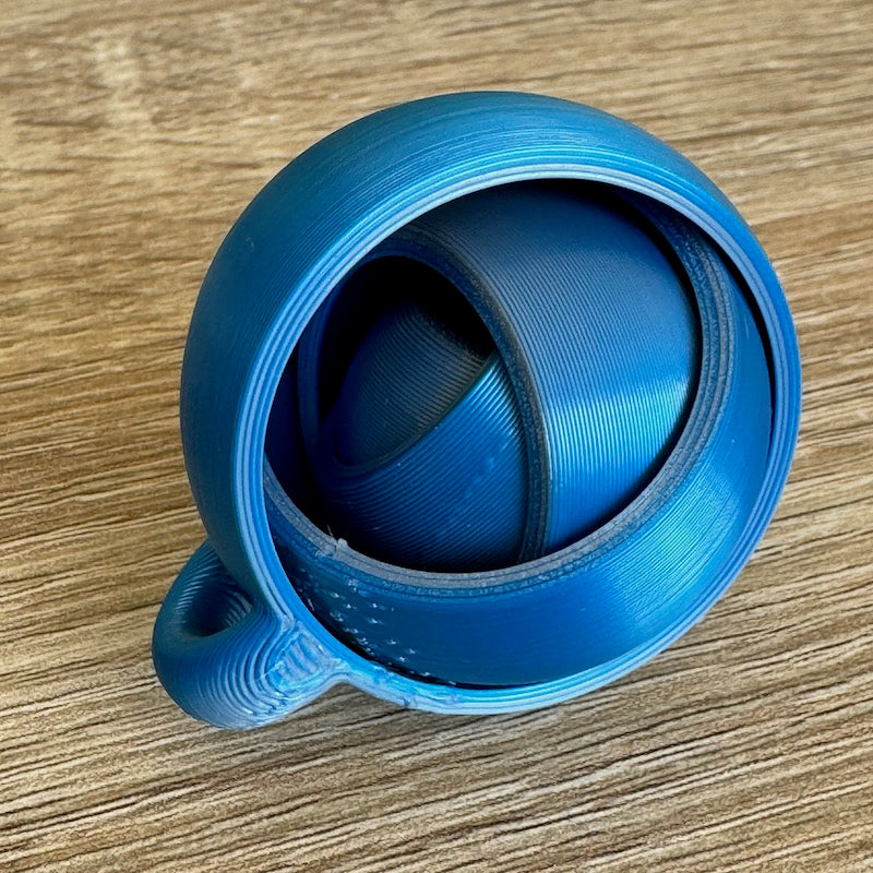 3D Printed Gyroscope for Keychain Blue/Rose Gold Dual colour