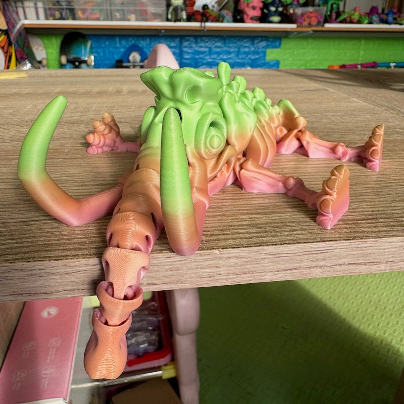 3D Printed Mammoth matte rainbow orange/green