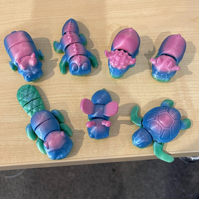 3D Printed Mini Flexis Green/ Blue/ PInk