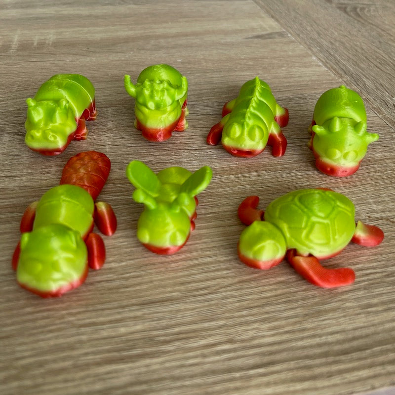 3D Printed Mini Flexis Orange/green