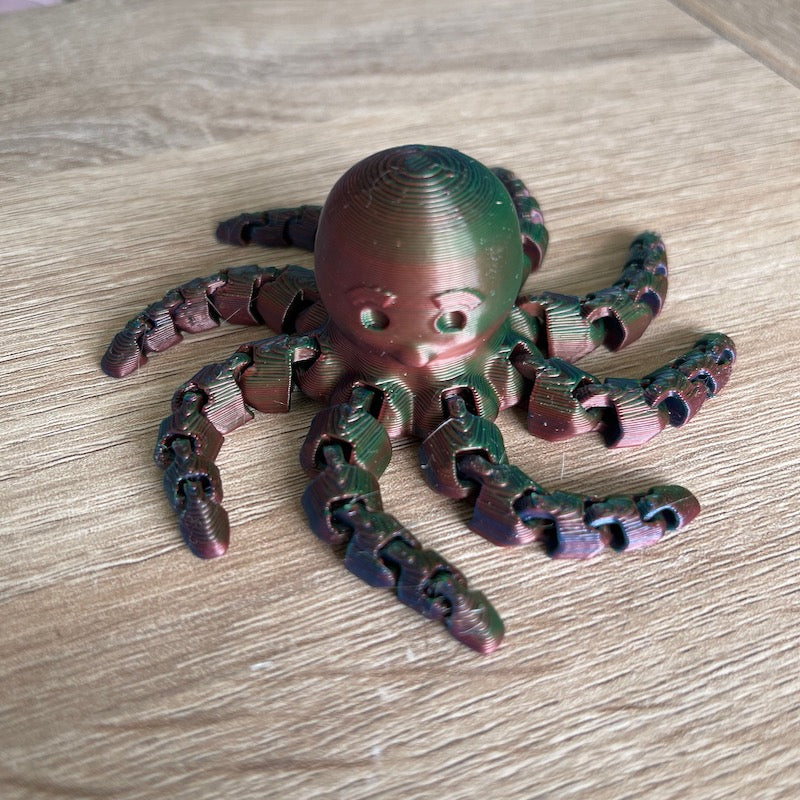 3D Printed Octopus Tricolour Silk Red, Green, Blue