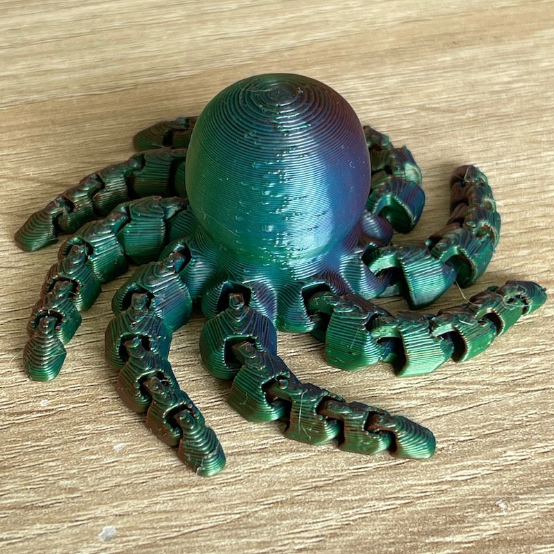 3D Printed Octopus Tricolour Silk Red, Green, Blue