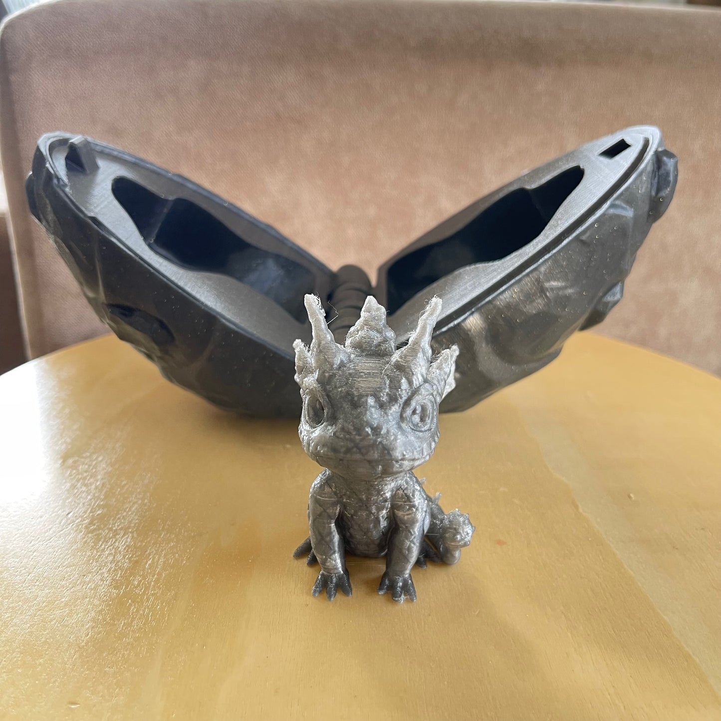 3D Printed Printed Dragons Egg with mini Glow in the Dark Dragon