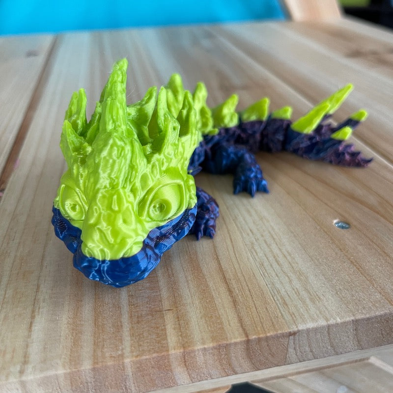 3D Printed Rock Dragon Blue / Green