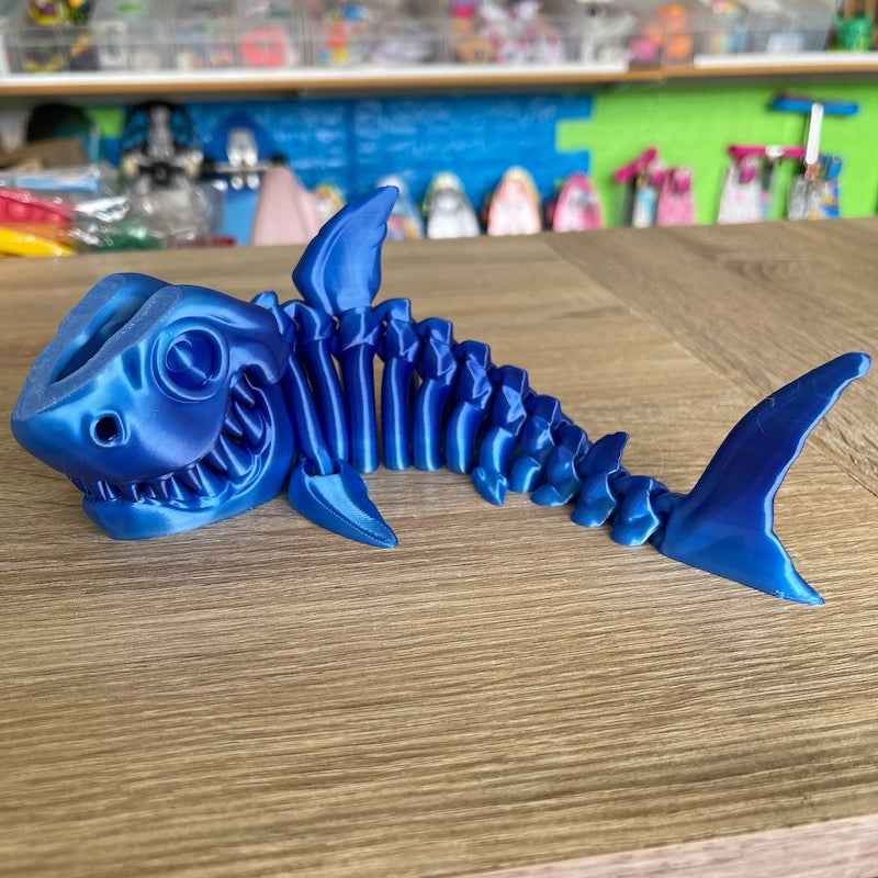 3D Printed Skeleton Shark Blue SILK