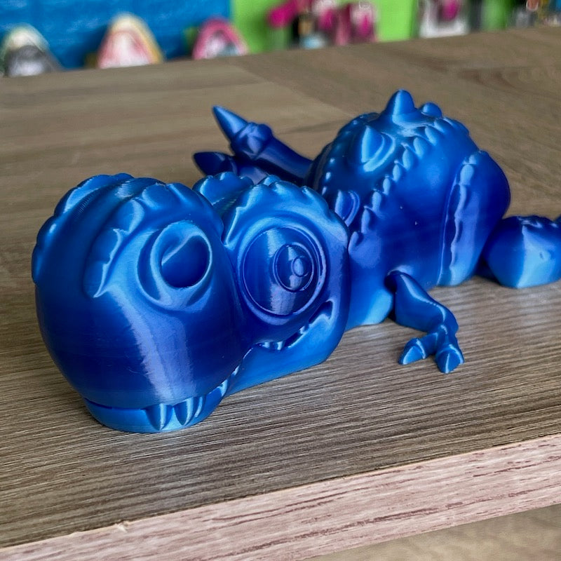3D Printed T Rex Blue Silk