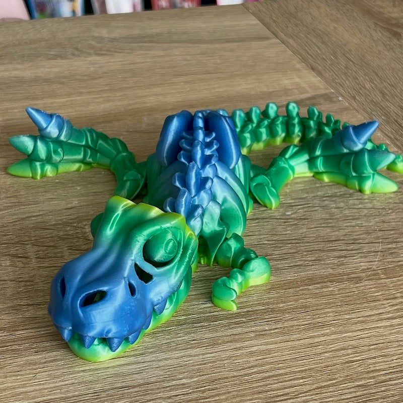 3D Printed T Rex Skeleton Medium size Blue /Green
