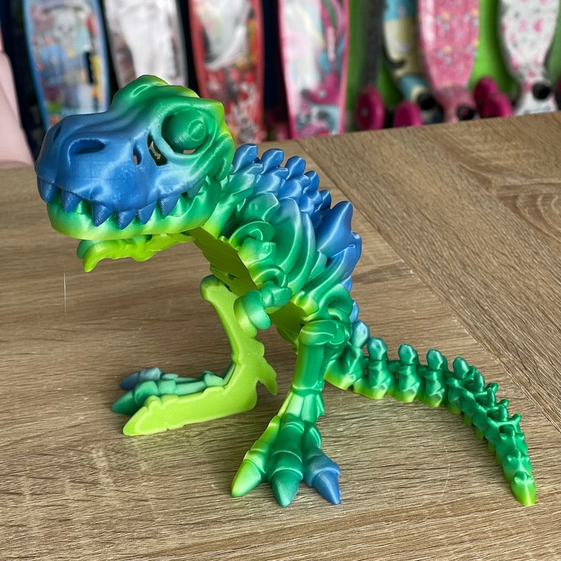 3D Printed T Rex Skeleton Medium size Blue /Green