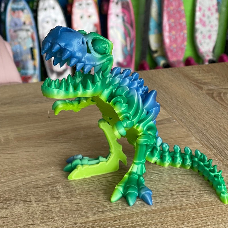 3D Printed T Rex Skeleton Medium size Blue /Green