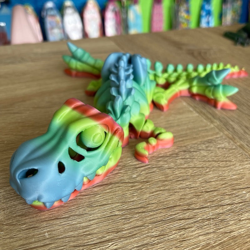 3D Printed T Rex Skeleton Medium size Multicolour Matte orange/green/blue