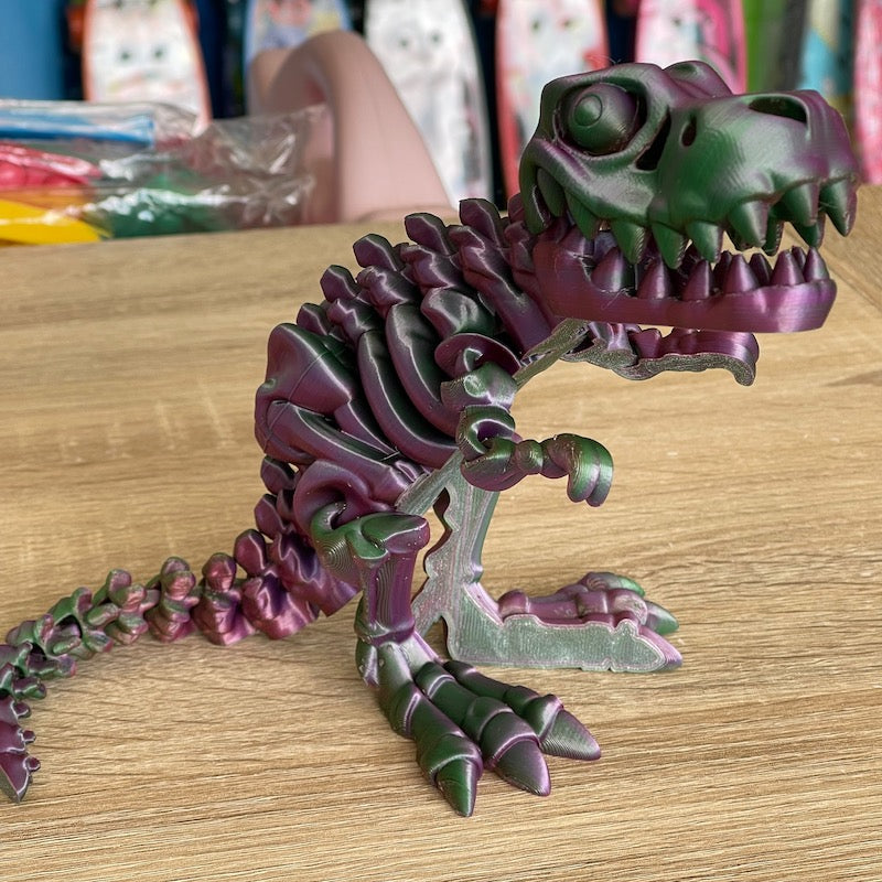 3D Printed T Rex Skeleton Medium size Purple/Green