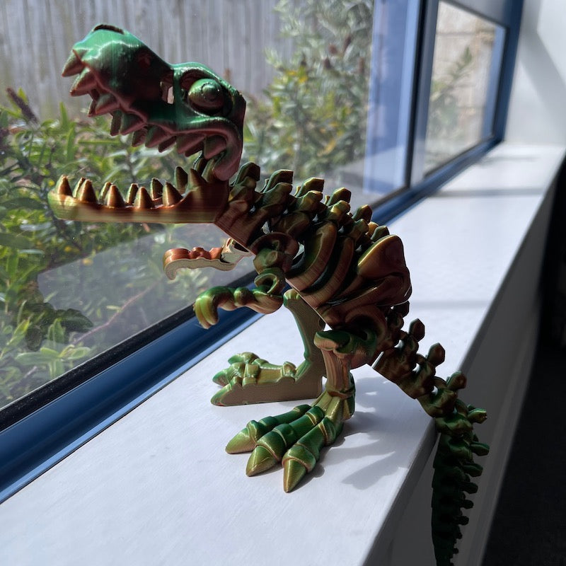 3D Printed T Rex Skeleton Medium size Tricolour Silk