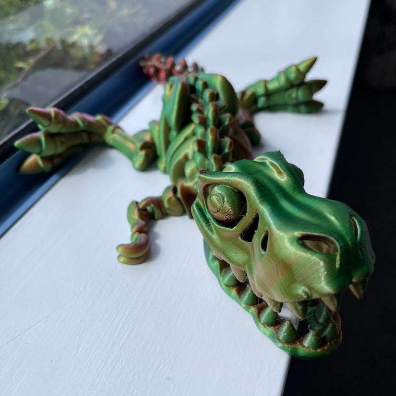 3D Printed T Rex Skeleton Medium size Tricolour Silk