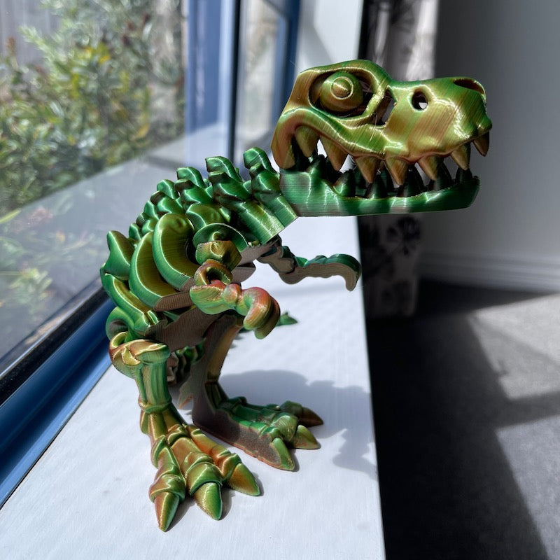 3D Printed T Rex Skeleton Medium size Tricolour Silk