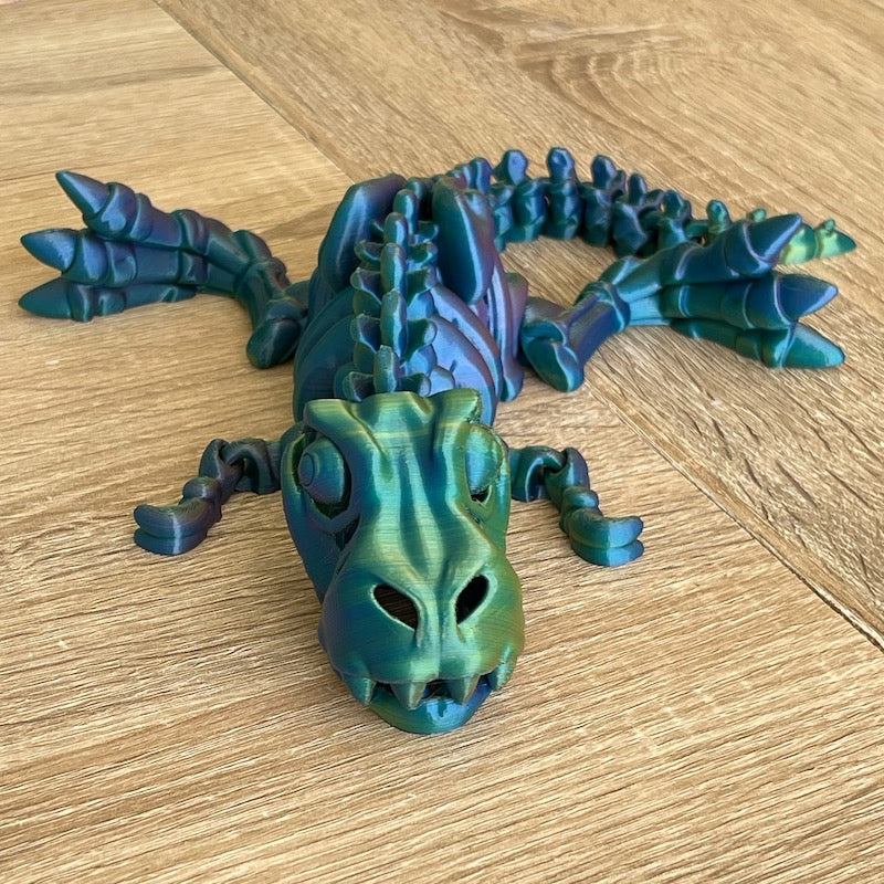 3D Printed T Rex Skeleton Medium size Tricolour Silk Yellow, Blue, Purple