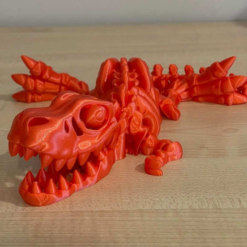3D Printed T Rex Skeleton Orange Large
