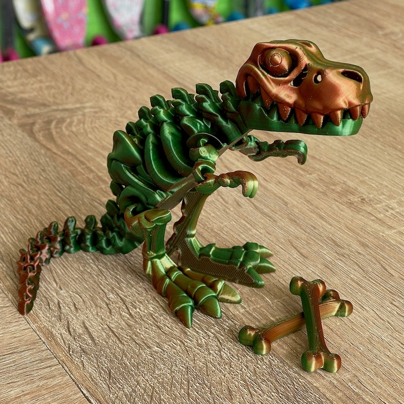 3D Printed T Rex Skeleton Tri colour Silk