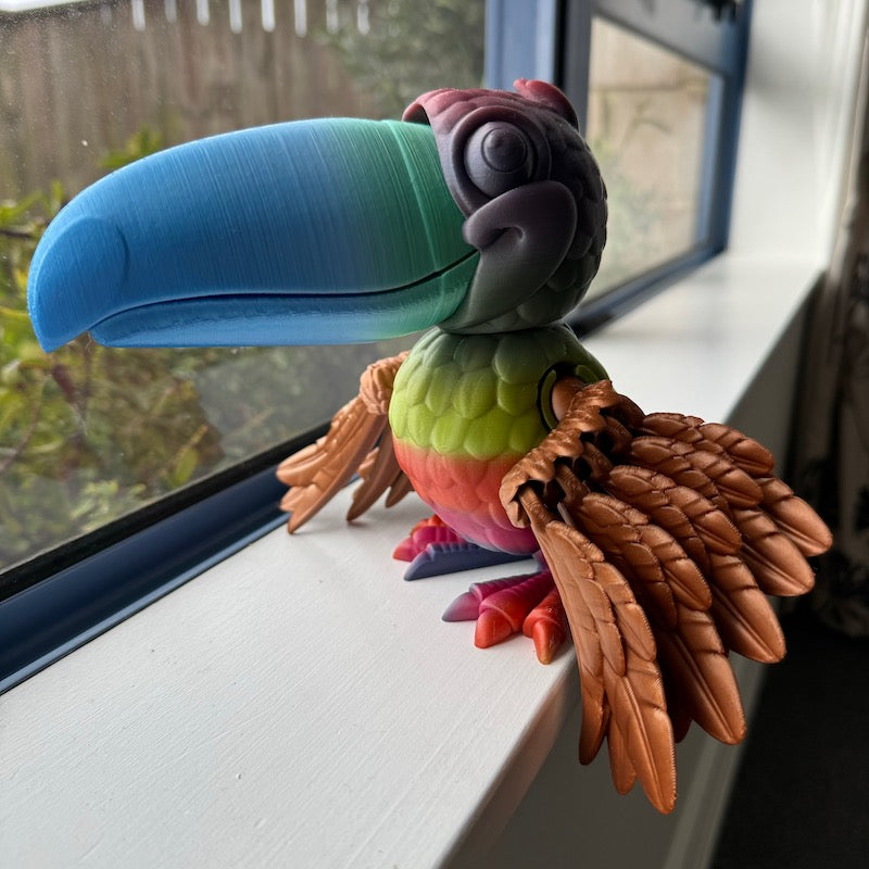 3D Printed Toucan Rainbow body Copper Wings