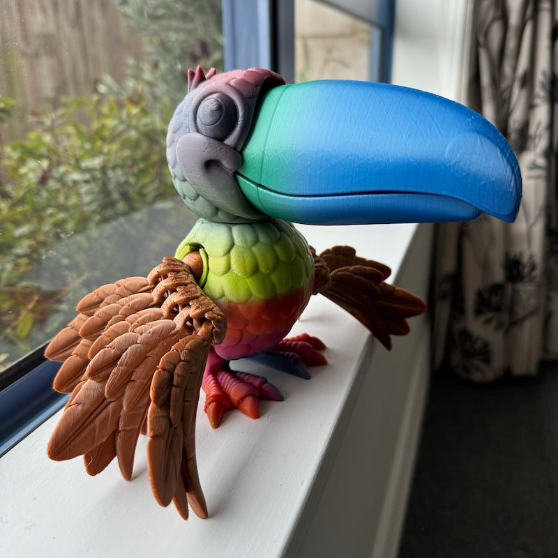 3D Printed Toucan Rainbow body Copper Wings