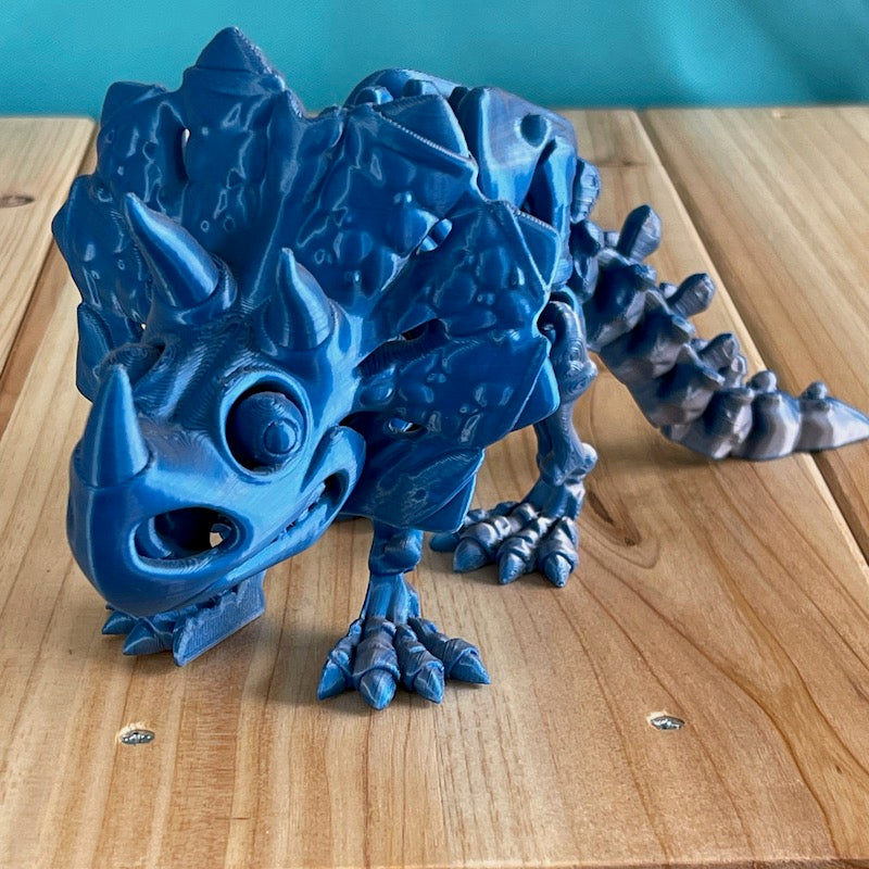3D Printed Triceratops Skeleton Blue/Rose Gold