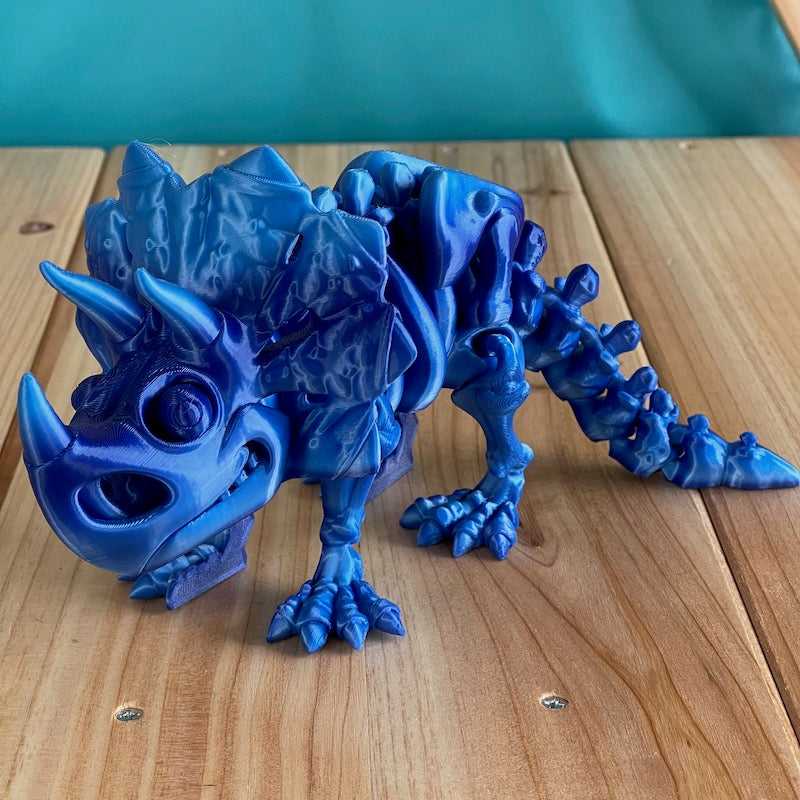 3D Printed Triceratops Skeleton Ice Blue