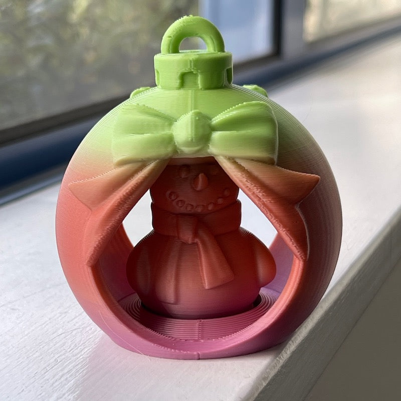 3D Printed Xmas Bauble Spinner Snowman